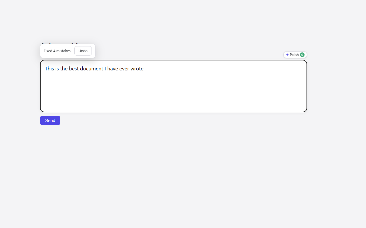 A prompt box after pressing Alt+G, with a small message above it reading "Fixed 4 mistakes." and an Undo button.